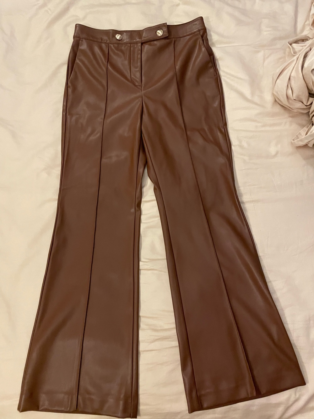 Loft Faux Leather Wide-Leg Pants - Brown- NWOT